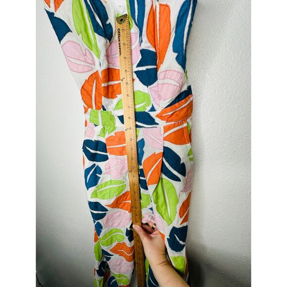 The Odells Ellie Multi-Color Leaf Print Bustier Jumpsuit  2 - Picture 8 of 16